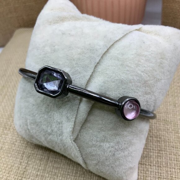 Chico's Jewelry - Chico's Purple Pink Rhinestone Bangle Gunmetal Gray Bracelet